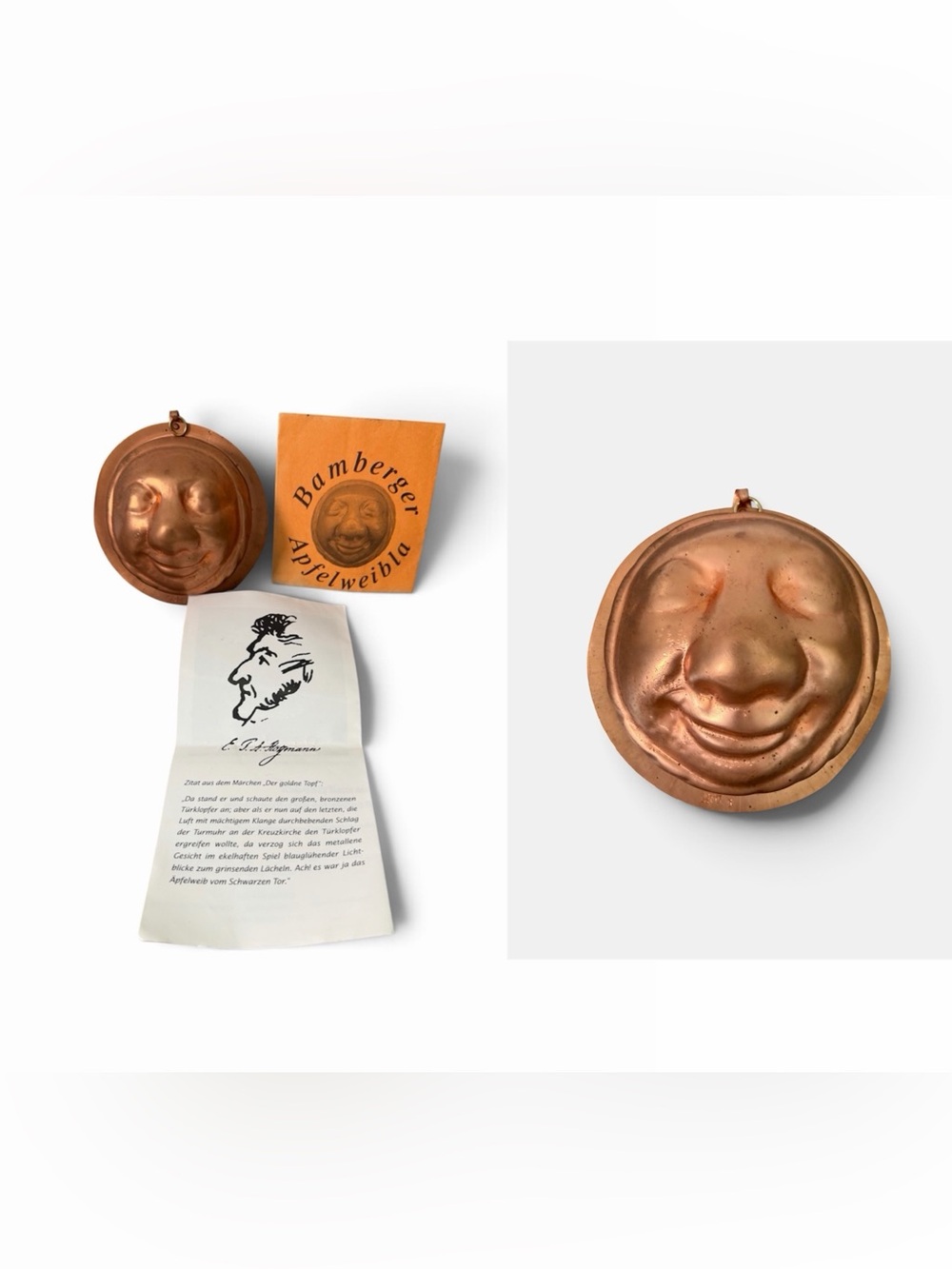 Vintage Bamberger Apfelweibla Copper Cake Mold German Door Knocker W/ Paperwork